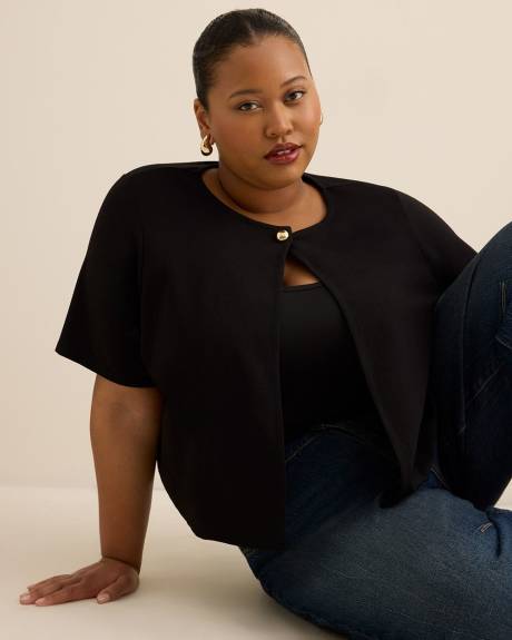 Black Knit Bolero with Button Detail