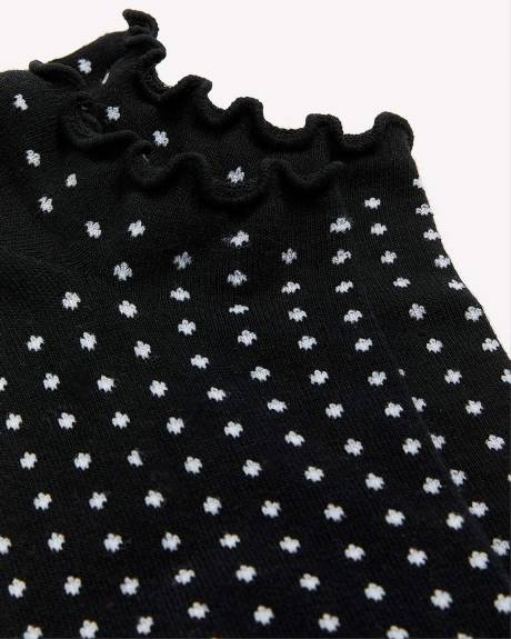 Chaussettes cheville à bord ondulé, imprimé à pois