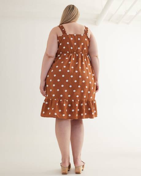 Robe midi étagée sans manches, mélange de lin