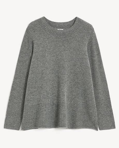 Pull à col rond avec fil métallique et mailles de fantaisie à l'ourlet