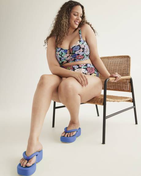 Haut de bikini bandeau fleuri avec petite ouverture