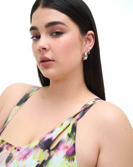 Abstract-Print Asymmetrical One-Piece Swimsuit - Addition Elle