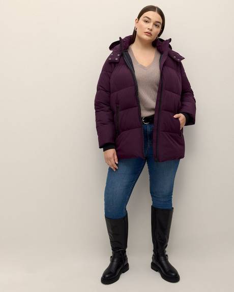 Stretch Puffer Jacket with Removable Hood