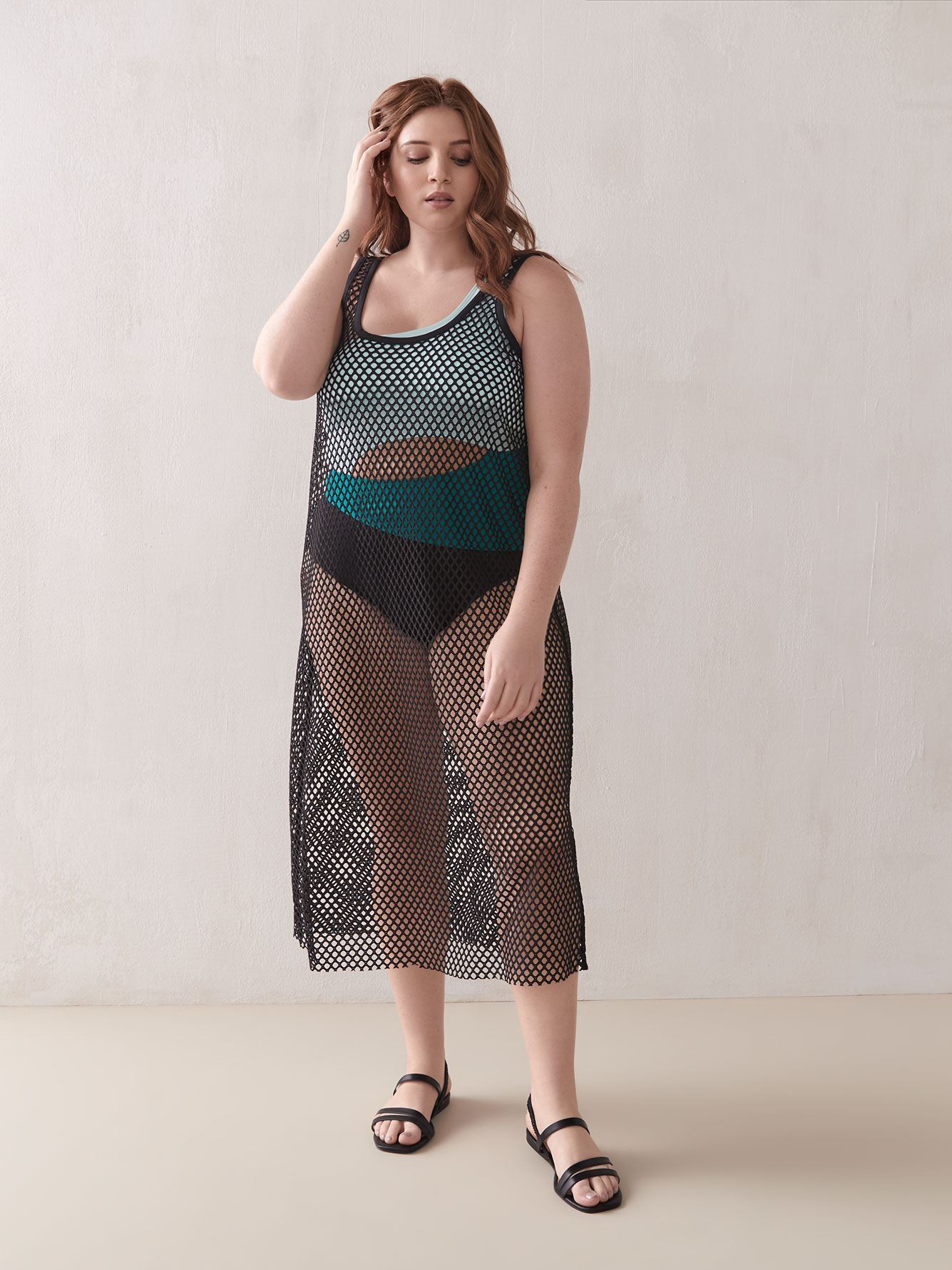 sheer mesh cover up dress