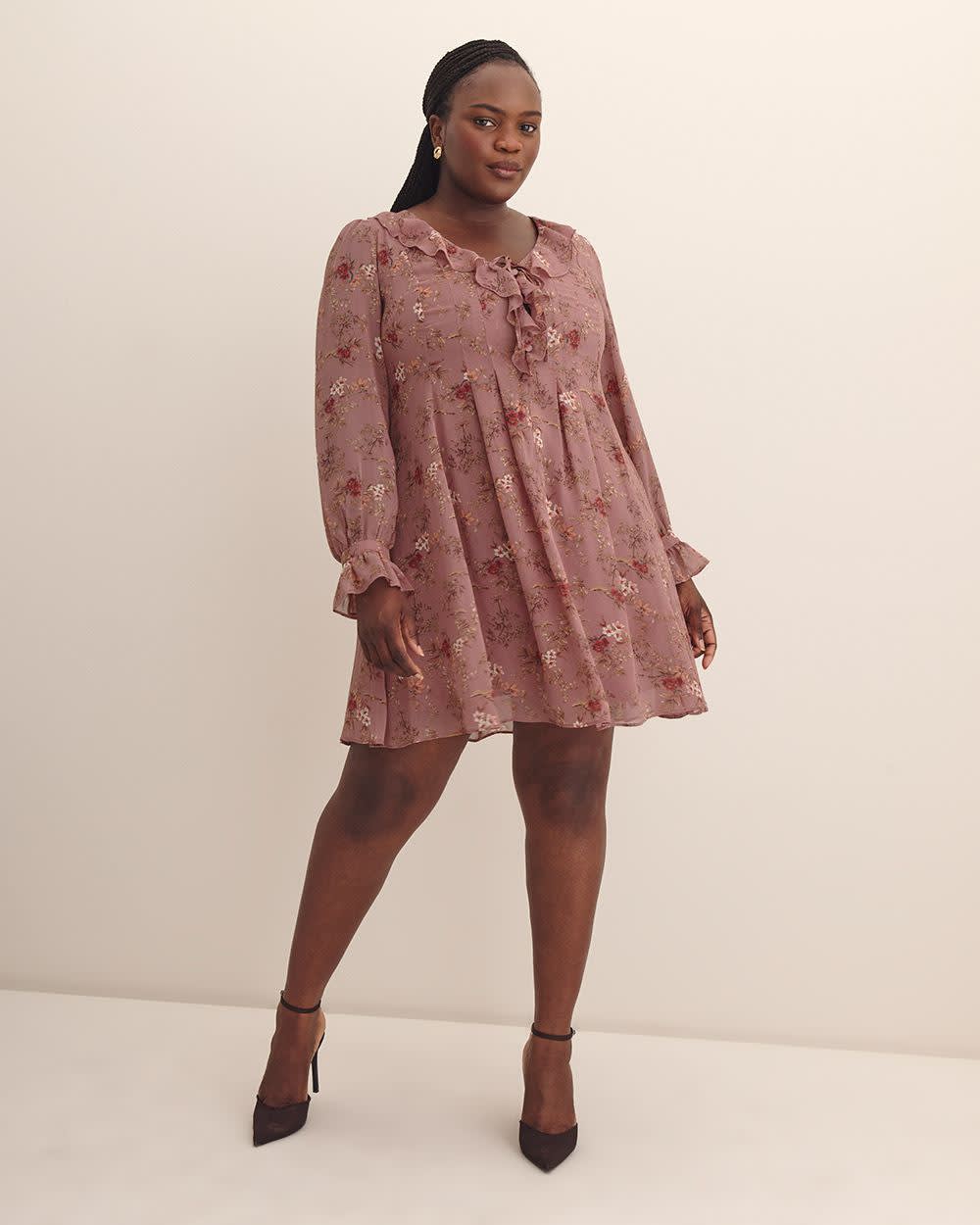 Short Floral Swing Ruffle Dress - Addition Elle