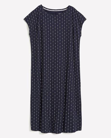 Medallion-Print Long Knit Sleepshirt - ti Voglio