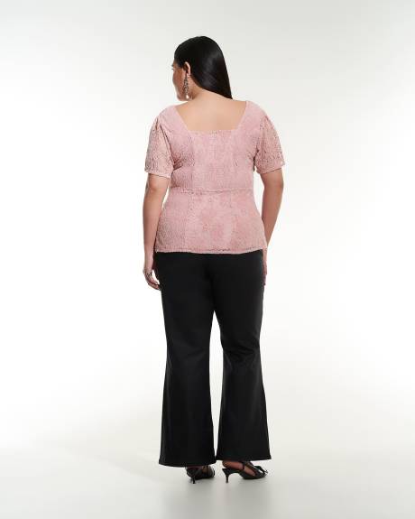 Blouse en dentelle à manches courtes à volants - Addition Elle