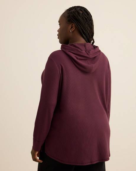 Long-Sleeve Waffle Knit Hoodie