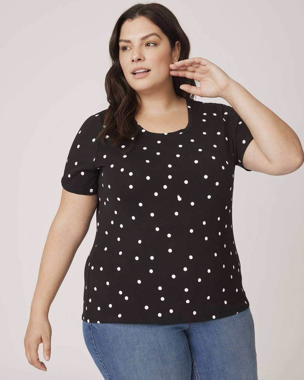 Printed Silhouette-Fit Short-Sleeve Round Neck Tee