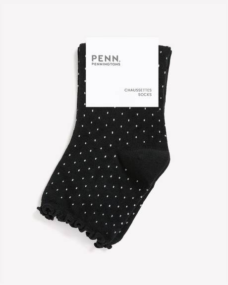 Chaussettes à bord ondulé, imprimé à pois