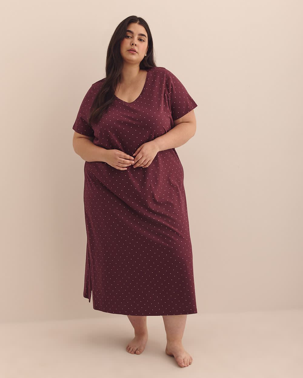 Long Dotted Short-Sleeve Sleepshirt - ti Voglio