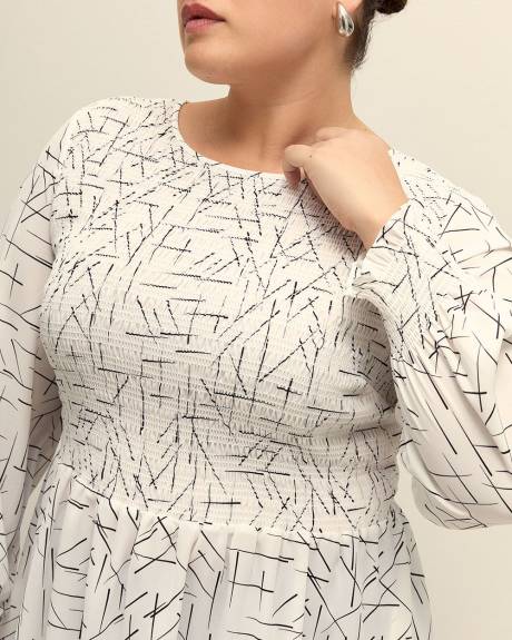 Responsible, Fit-and-Flare Blouse with Smocked Top