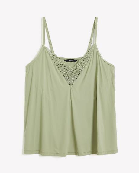 Sleeveless Satin Pyjama Cami with Lace - Déesse Collection