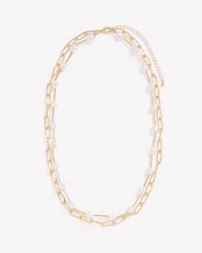 Two Layer Paper Clip Necklace with Pearls