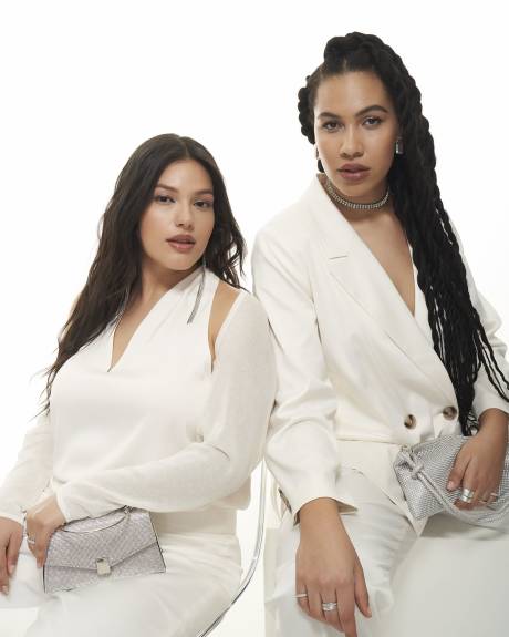 Camisole licou en satin blanc avec encolure en V - Addition Elle