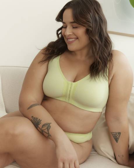 Heather Green Front Closure Wireless Cotton Bra - ti VOGLIO
