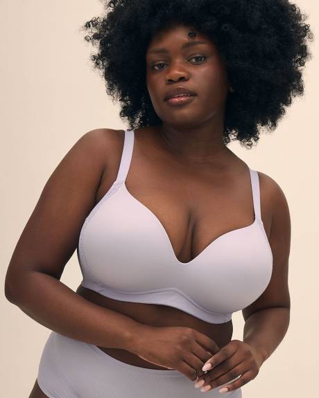 Blue Wireless Plunge Bra With Lace - Déesse Collection