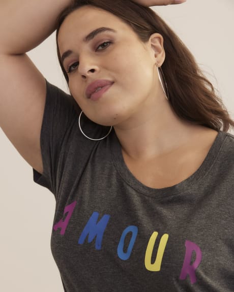 Printed U-Neck Boyfriend Loose Tee