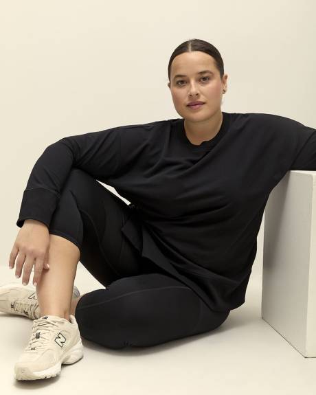 Black French Terry Tunic with High Side Slits - Active Zone