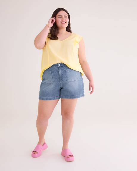 Responsible, Curvy-Fit Fashion Denim Shorts, Railroad Stripes - d/C JEANS