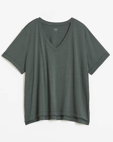 T-shirt coupe boyfriend avec fentes, tissu responsable - Essentiels PENN.