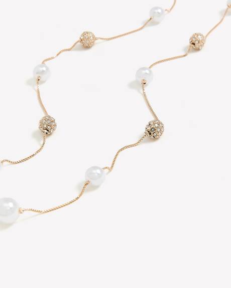 Long Station Necklace with Pearls