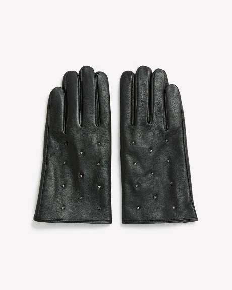 Gants en cuir noir clouté