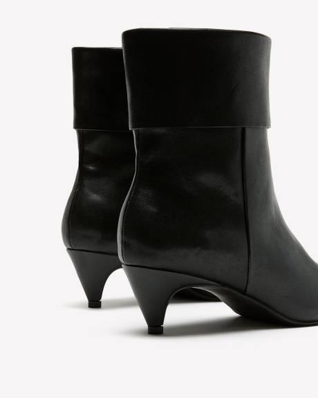 Extra Wide Width, Black Kitten-Heel Foldover Bootie