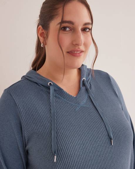 Ribbed Knit Hooded Top - Active Zone