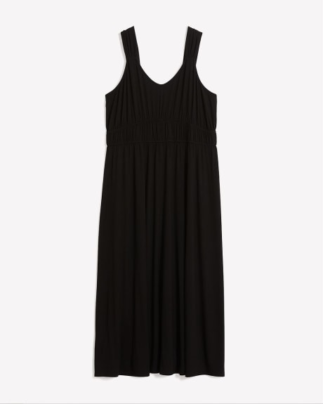 Responsible, Black Sleeveless Maxi Dress with Elastic Waist
