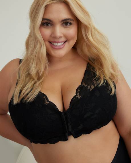 Front-Closure Wirefree Lace Bra with Removable Pads - ti Voglio