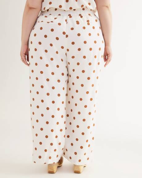 Dotted Linen Blend Wide-Leg Pull-On Pant
