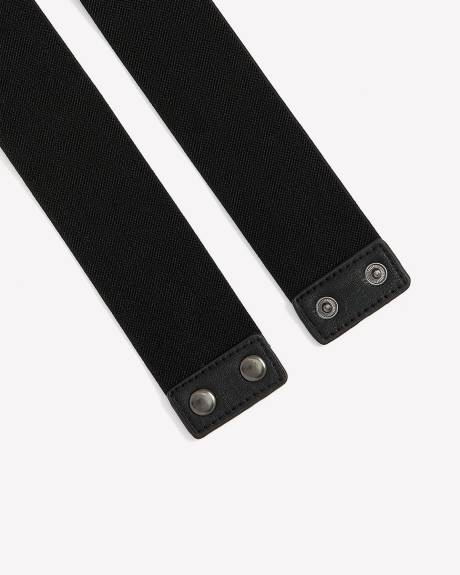 Black Elastic Belt with Rhinestone Twisted Front