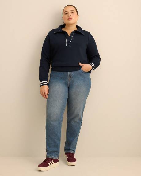 Mock-Neck Fleece Knit Top