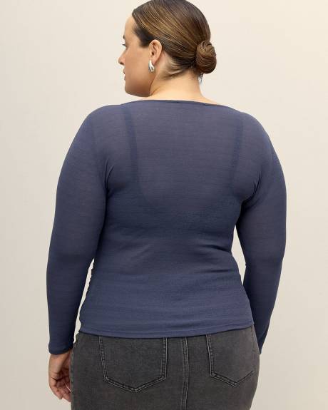 Boat Neck Top with Ruched Side Seams - Addition Elle