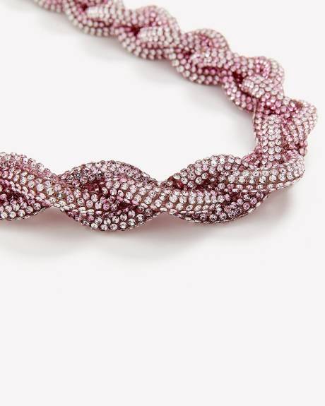 Gros collier torsadé ras du cou lilas