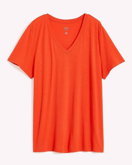 Boyfriend-Fit Short-Sleeve V-Neck Tee - PENN. Essentials