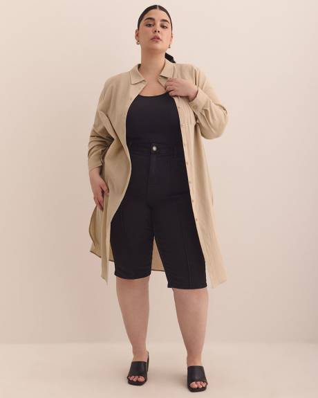 Cotton Buttoned Down Tunic Shirt