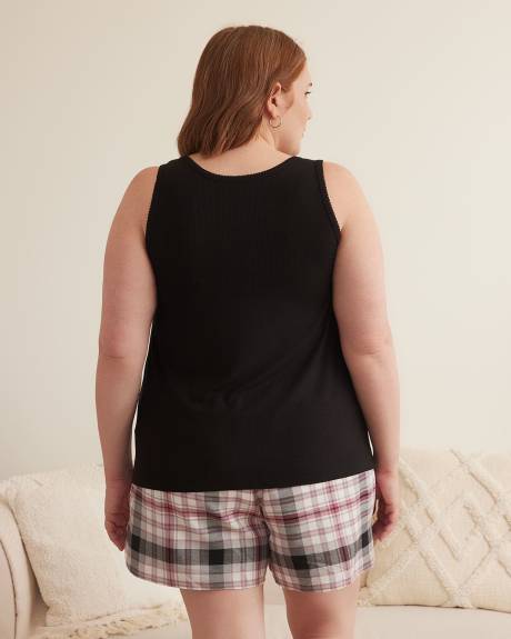 Ribbed Knit U-Neck Pyjama Tank Top - ti Voglio