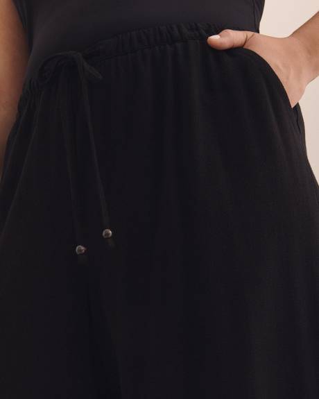 Pantalon écourté à jambe large avec cordon à la taille