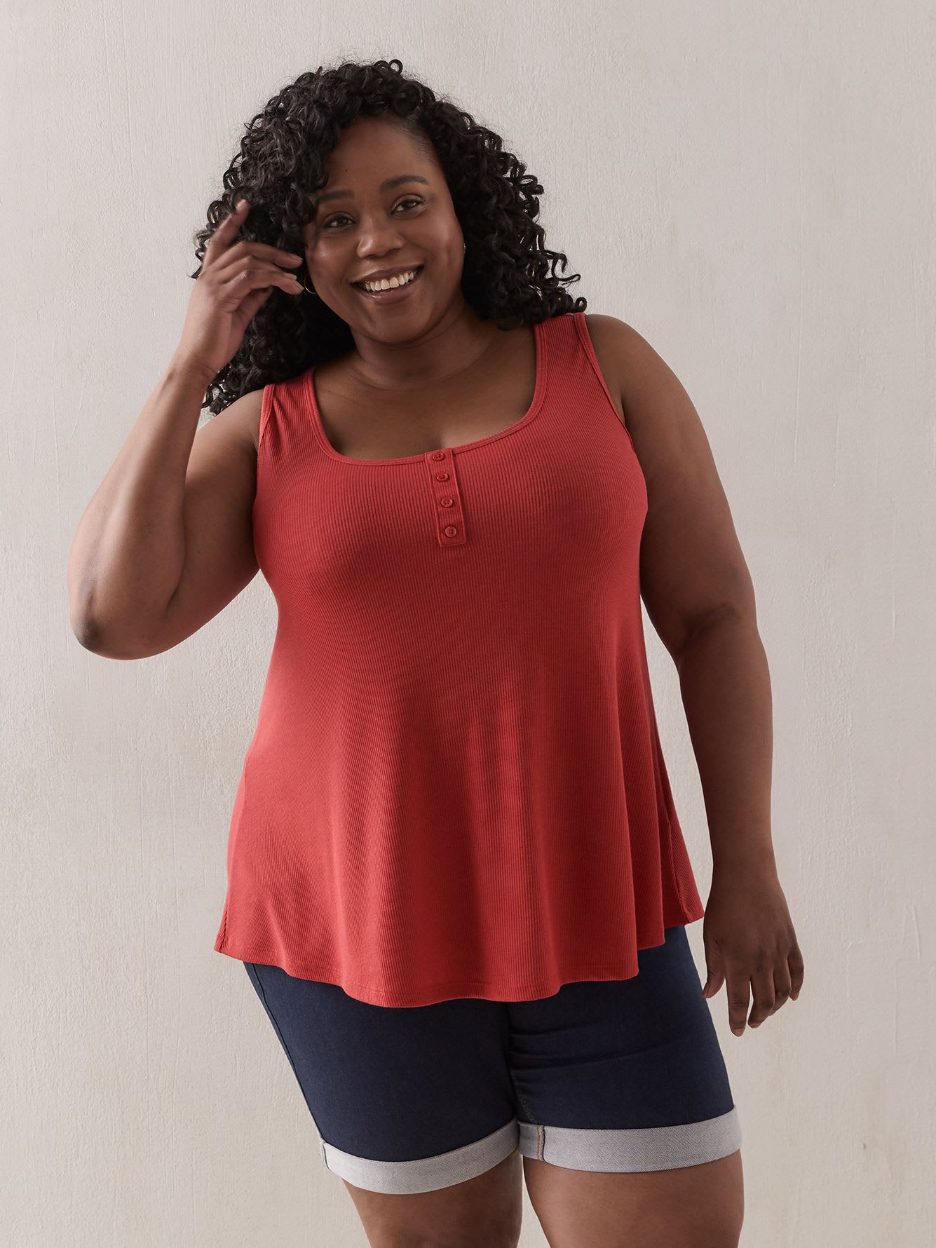 Rib Tank Top With Buttons In Every Story Penningtons