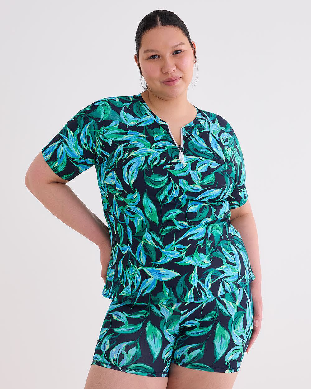Short Sleeve Rash Guard with Built In Bra Active Zone Penningtons