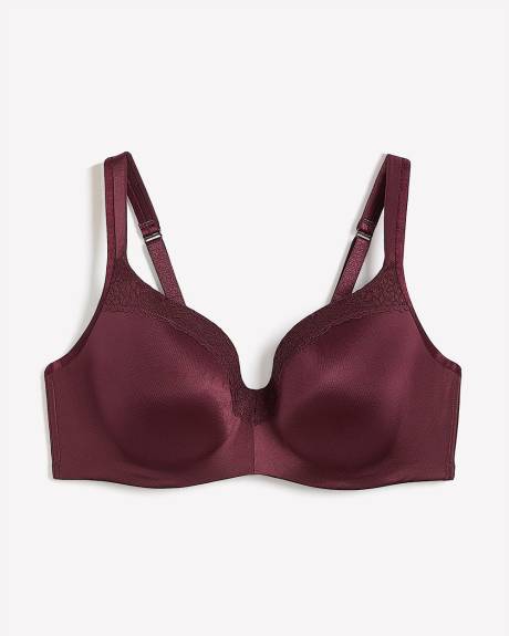 Underwire Burgundy Contour T-Shirt Bra with Lace - Déesse Collection