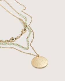 Collier à trois chaînes avec pendentif rond