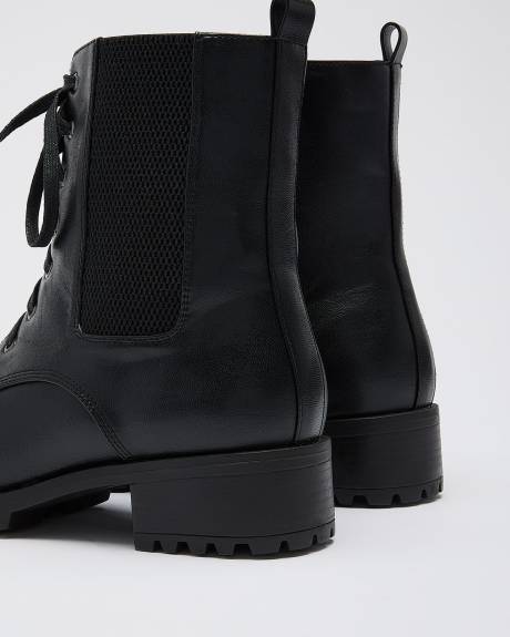 Extra Wide Width, Black Combat Ankle Boot