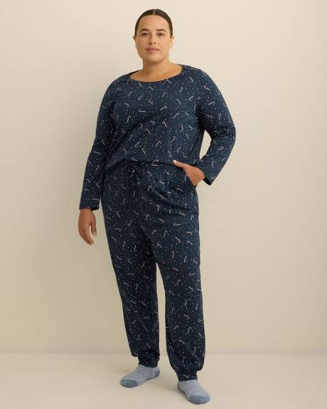 Ensemble-pyjama t-shirt à manches longues et pantalon de jogging à motif de cannes - ti Voglio