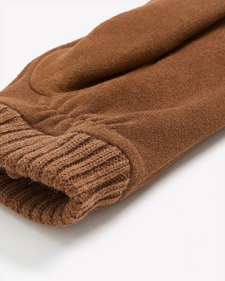 Gants en faux suède brun-clair