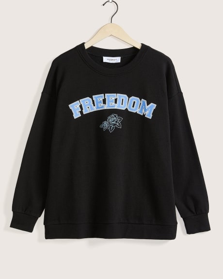 Sweatshirt à manches longues avec imprimé « Freedom » - Addition Elle