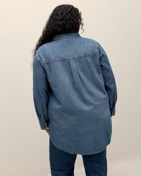 Denim Buttoned Down Tunic Shirt