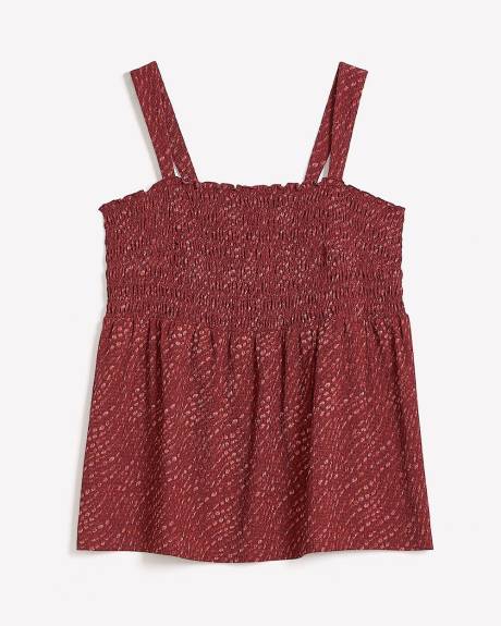 Smocking Knit Top with Large Straps
